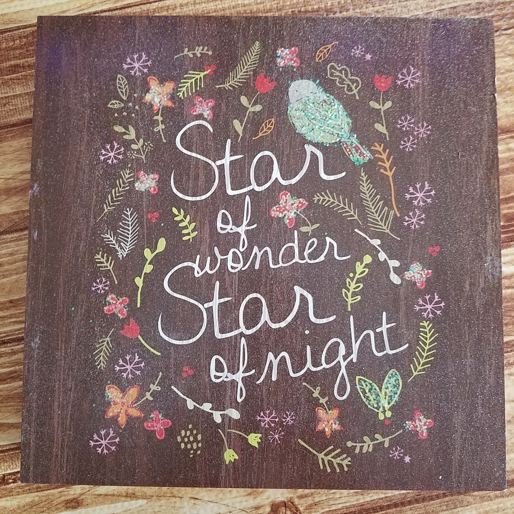 Pavalon Gifts Christmas Whimsical Holiday Sign Glitter We Three Kings Hymn Star